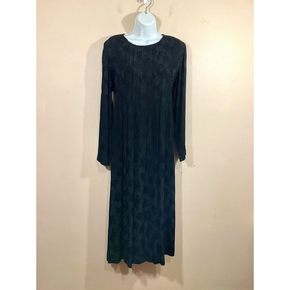 VTG Liz Now Long Sleeve Floral Maxi Dress 4 Black 90s Goth Witchy Fairy Grunge